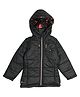 Okane Woven Full Sleeves Reversible Padded Hooded Jacket With Hearts Print - Black