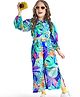Ollington St. Woven Full Sleeves Tropical Printed Top & Culotte Co-Ord Set - Aqua
