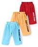 Doodle Poodle Single Jersey Knit Full Length Lounge Pants with Text Print Pack of 3 - Red Orange & Light Blue