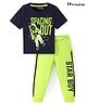 Honeyhap Premium  100% Cotton Half Sleeves Night Suit with Bio Wash Text & Space Print - Black & Green
