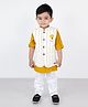 BAD BOYS Full Sleeves Solid Kurta & Pyjama With Striped Jacket - Mustard
