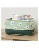 House of Quirk Stylish Storage Basket Cotton and Linen Fabric Mini Storage Cubes Nursery Storage Baskets with Handles for Shelves & Desks -Flower Green