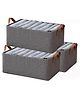 House of Quirk Durable Linen Closet Organizers and Foldable Storage Baskets, Rectangle Storage Boxes for Pants, Shirt, Sweaters, Bra Panty, Socks (Dark Grey, Pack of 3)