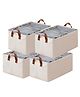 House of Quirk Durable Linen Closet Organizers and Foldable Storage Baskets, Rectangle Storage Boxes for Pants, Shirt, Sweaters, Bra Panty, Socks (Beige, Pack of 4)
