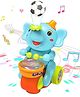 NIYAMAT Cute Elephant Drummer with Levitation Ball Toy with Music & Light for Kids- Light Blue