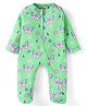 Babyhug Cotton Knit Full Sleeves Butterfly Printed Front Open Sleepsuit - Light Green