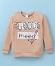 Tango Fleece Knitted Full Sleeves Sweatshirt With Text Print - Light Peach