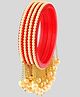 Zindura Alloy Pearls Gold-plated Bangles set for Girls and Women ( Red, 2.2 )
