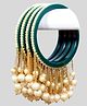 Zindura Alloy Pearls Gold-plated Bangles set for Girls and Women ( Green, 2.4 )