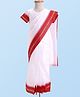 Babyhug Woven Half Sleeves Blouse & Solid Color Bengali Saree - White
