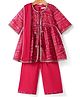 Babyoye Cotton  Woven Three Fourth Sleeves Kurta & Salwar Set with Bandhani Print & Lace Detailting Dupatta - Red