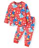 Babyhug Cotton Knit Full Sleeves Night Suit with  Bear Print - Red
