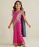 Babyhug Silk Woven Half Sleeves Blouse & Saree with Zari Border - Dark Pink