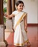 Babyhug Cotton Woven Half Sleeves Blouse & Saree with Zari Border - White