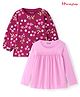 HoneyHap Premium  100% Cotton Knit with Bio Finish Full Sleeves Solid & Floral Printed Tops Pack of 2 - Pink & Maroon