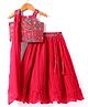 Babyhug Chiffon Woven Sleeveless  Lehenga Choli with Dupatta Set Floral Embroidery - Dark Pink