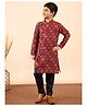 Stylo Bug Cotton Full Sleeves Hand Blocks Printed Kurta Set - Red