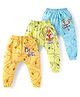 Babyhug Disney Interlock Knit Full Length Diaper Leggings with Chip N Dale Graphics Pack of 3 - Blue Yellow & Green