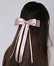 Arendelle Satin Silk Ribbon Long Tail Detailed Double Bow Hair Clip - Rose Pink
