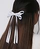Arendelle Satin Silk Ribbon Long Tail Detailed Double Bow Hair Clip - White