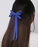 Arendelle Satin Silk Ribbon Long Tail Detailed Double Bow Hair Clip - Royal Blue