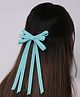 Arendelle Satin Silk Ribbon Long Tail Detailed Double Bow Hair Clip - Sky Blue