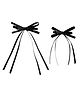 Arendelle Set Of 2 Satin Silk Long Tail Ribbon Bow Hair Clips - Black