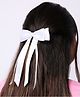 Arendelle Satin Silk Long Tail Ribbon Bow Hair Clip - White