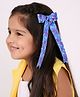 Arendelle Grosgrain Ribbon Paw Printed & Long Tail Bow Detail Hair Clip - Blue