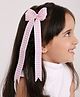 Arendelle Checked & Long Tail Bow Detail Hair Clip - Pink & White