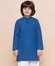 AJ Dezines Full Sleeves Sequin Embellished & Floral Embroidered Kurta - Navy Blue
