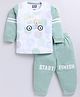 Nottie Planet Cotton Full Sleeves Lion On Car Printed Tee With Pant Set - Green
