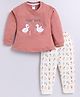 Nottie Planet Cotton Full Sleeves Ducks Printed Tee With Pant Set - Peach