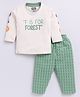 Nottie Planet Cotton Full Sleeves F Is For Forest Text Printed Tee With Pant Set - Off White