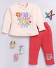 Nottie Planet Cotton Full Sleeves The Magic Is In You Text Printed Tee With Pant Set - Red
