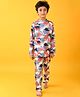 Anthrilo Pure Cotton Knit Full Sleeves Comfort Fit Dinosaur Printed Night Suit - Grey