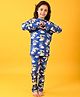 Anthrilo 100% Organic Cotton Knit Full Sleeves Comfort Fit Mouse & Unicorn Printed Coordinating Night Suit - Blue
