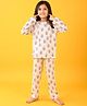 Anthrilo Pure Cotton Knit Full Sleeves Comfort Fit Popcorn Printed Coordinating Night Suit - Grey