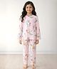 Anthrilo 100% Organic Cotton Knit Full Sleeves Comfort Fit Unicorn Printed Coordinating Night Suit - Pink