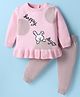 ToffyHouse Knit Full Sleeves Sweater Set With Bunny Design - Pink
