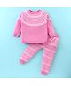 ToffyHouse Cotton Knit Full Raglan Sleeves Winter Wear Designed Sweatshirt & Lounge Pant Set - Pink