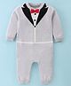 ToffyHouse Cotton Knitted Full Sleeves Winter Wear Designed Romper with Bow Applique - Grey