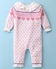ToffyHouse Cotton Knitted Full Raglan  Sleeves Heart Designed Sweater Romper with Frill Detailing - Pink