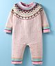 ToffyHouse Knit Full Raglan Sleeves Winter Wear Romper With Aztec Design - Beige