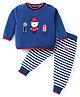 ToffyHouse Cotton Knitted Full Sleeves Sweater Set With Stripes & London City Theme Design - Navy