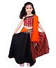 Aglare Navratri Theme Sleeveless Ethnic Printed & Mirror Embroidered Lehenga Choli Set - Black