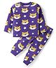 Babyhug Cotton Knit Full Sleeves Night Suit With Tiger Print - Purple