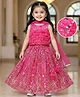 Babyhug Woven Sleeveless Sequin Embroidered Choli Lehenga Set with Dupatta & Frill Detailing - Fuschia