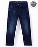 Ruff Denim Woven Washed Full Length Solid Color Jeans - Blue