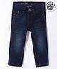 Ruff Denim Woven Washed Full Length Solid Color Jeans - Blue